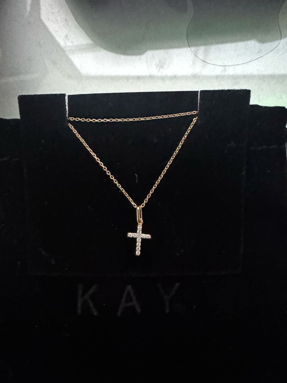 KAY Signature Lab-Grown Diamond Mini Cross Necklace 18k Yellow Gold Plated